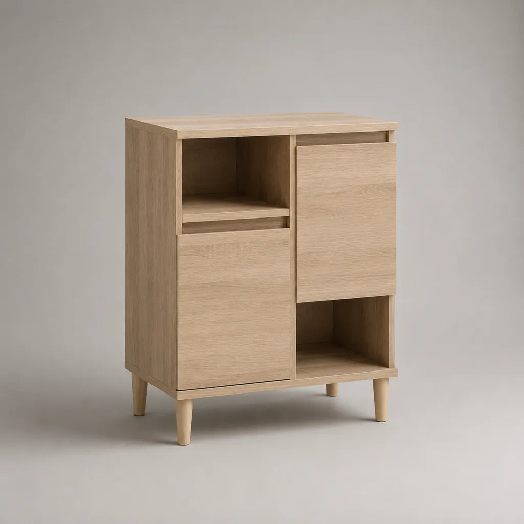 Asse da particolato, rovere leggero, 2 porte e 2 nicchie, 80 × 40 × 100 cm