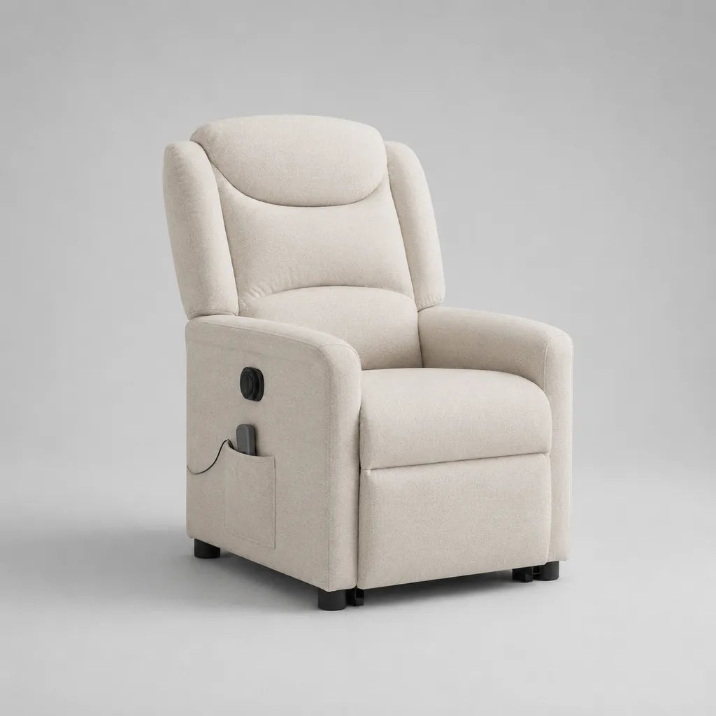 Sedia relax elettrica 1 seduta in tessuto bianco rotto, 75 × 90 × 105 cm