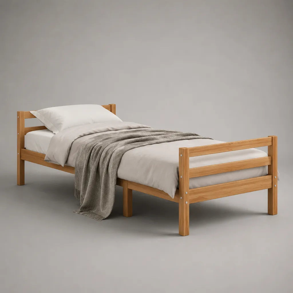 Letto singolo in legno naturale 90 × 200 cm con letto con latte