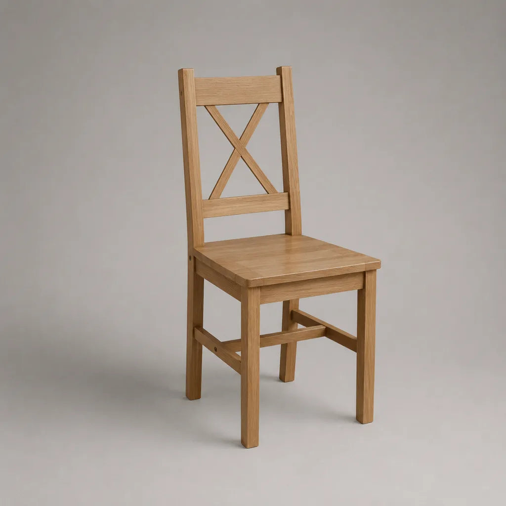 Sedia da pranzo in rovere massello, schienale, rovere naturale, 43 × 48 × 90 cm