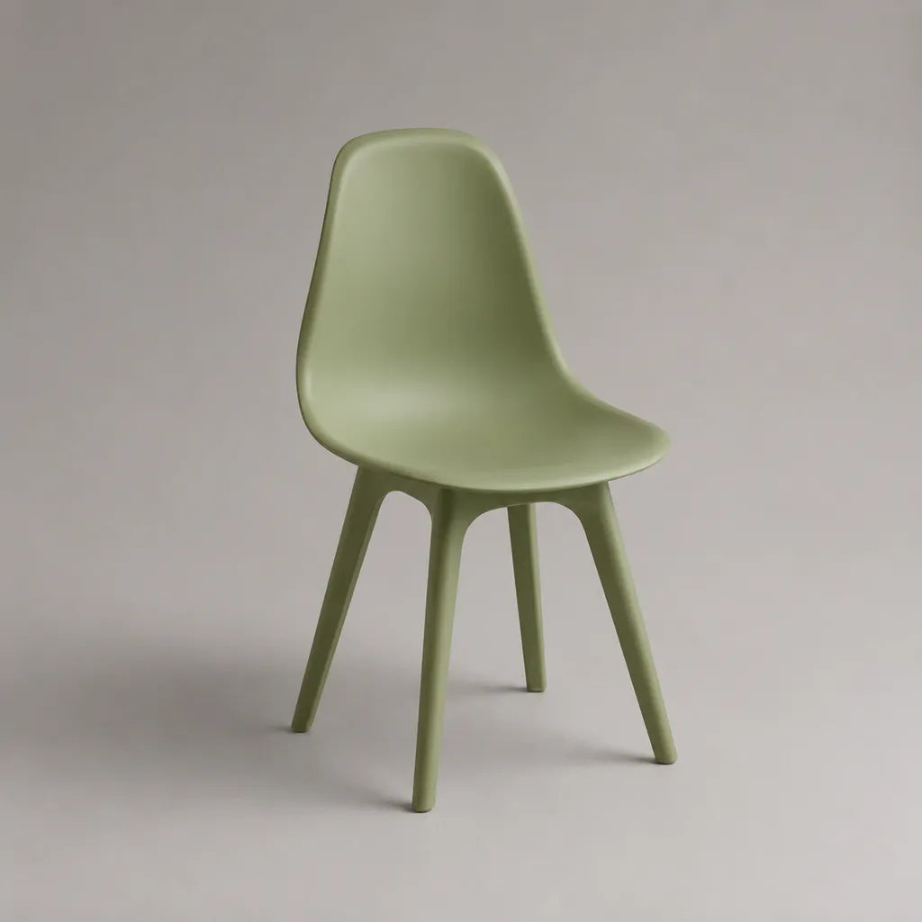 Sedia da pranzo in polipropilene verde saggio con schienale curvo, 47 × 53 × 82 cm