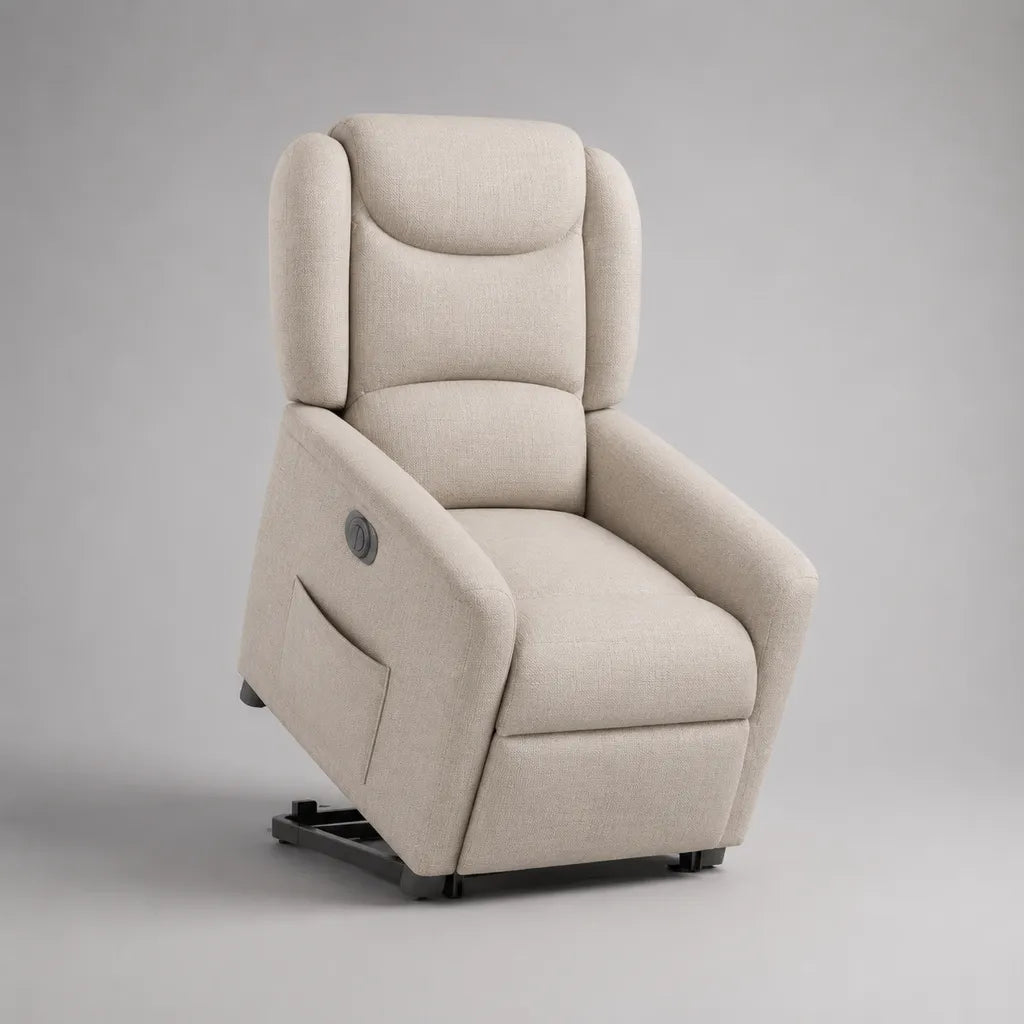 Sedia reclinabile elettrica in poliestere beige, 76 × 90 × 110 cm