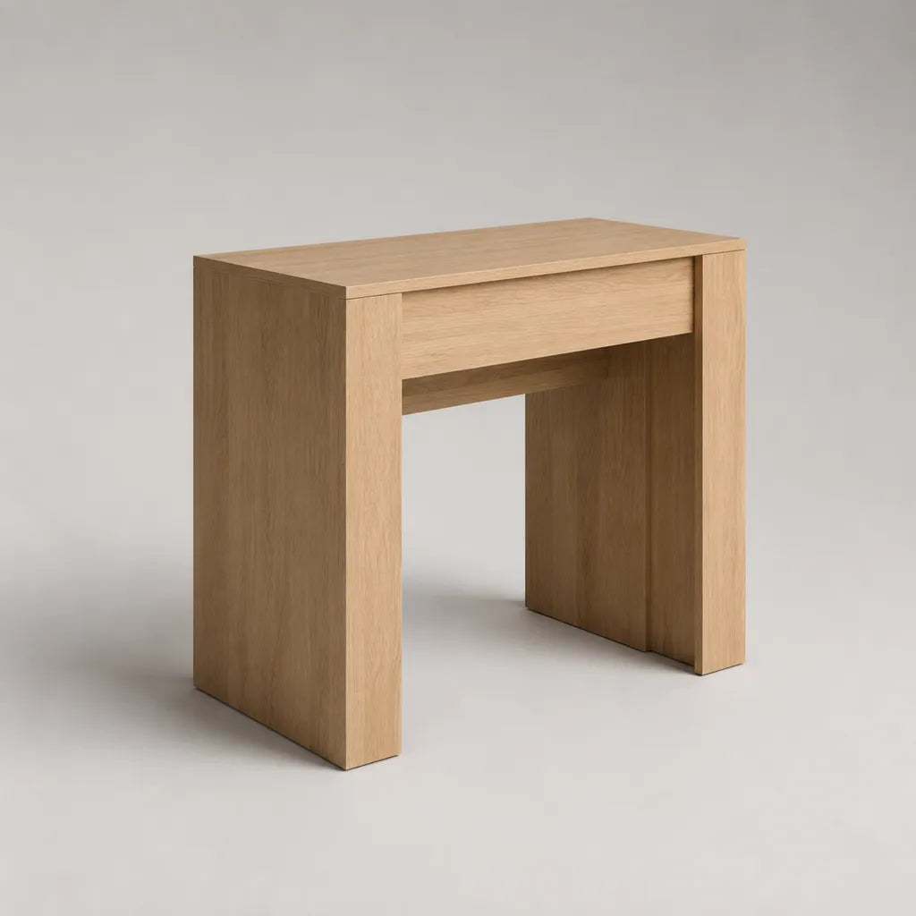 Console rettangolare con cassetto di particelle, rovere leggero, 80 × 35 × 75 cm