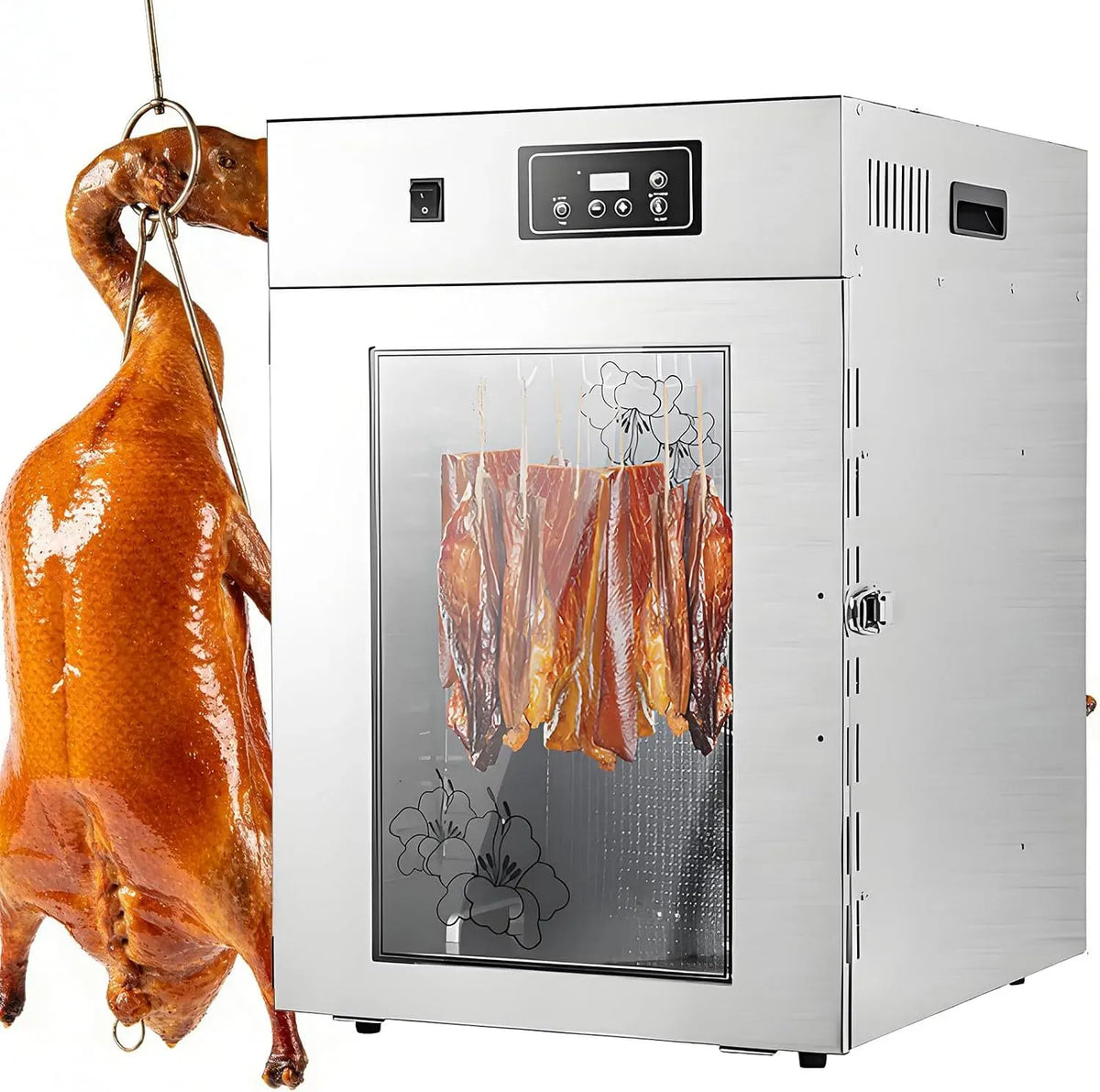 Afumicatrice per Carne, Affumicatura Ed Essiccazione 2 in 1, Disidratatore Alimentare Elettrico per Alimenti Disidratatore in Acciaio Inox per