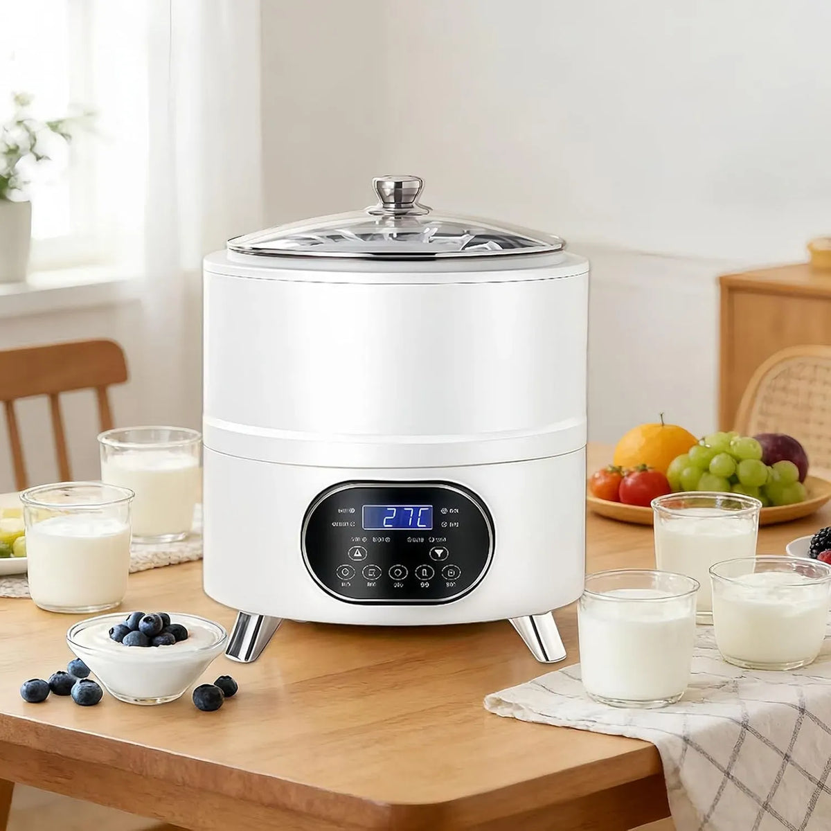 8l/12l White-12L Contenitore, 12 L, 8 l, professionale, acciaio inox, bianco, per Yogurt Professionale in Acciaio Inox