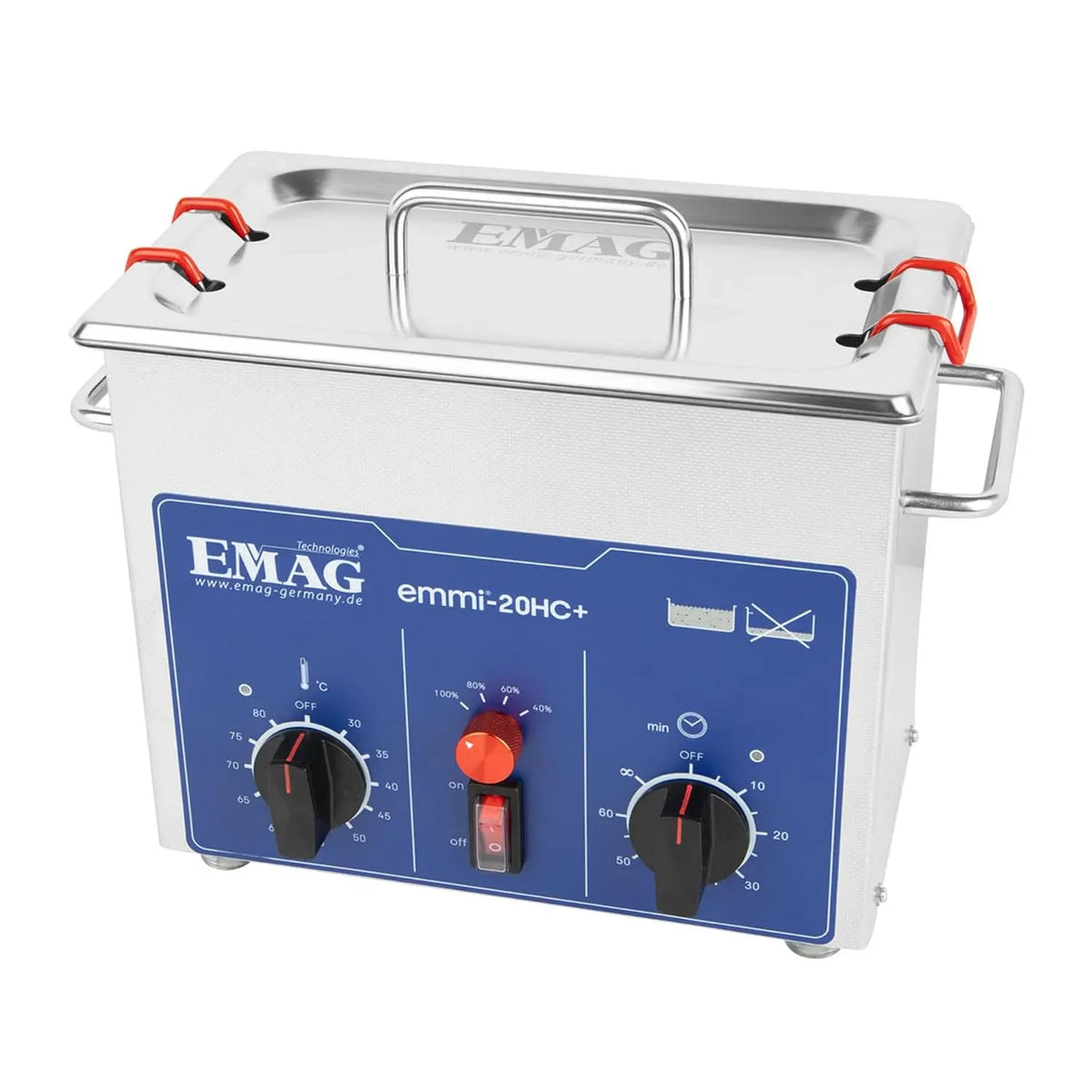 20HC EM-080 vasca per pulizia a ultrasuoni, Pulitore, 1,5 L, professionale, acciaio inox, per occhiali, EMAG