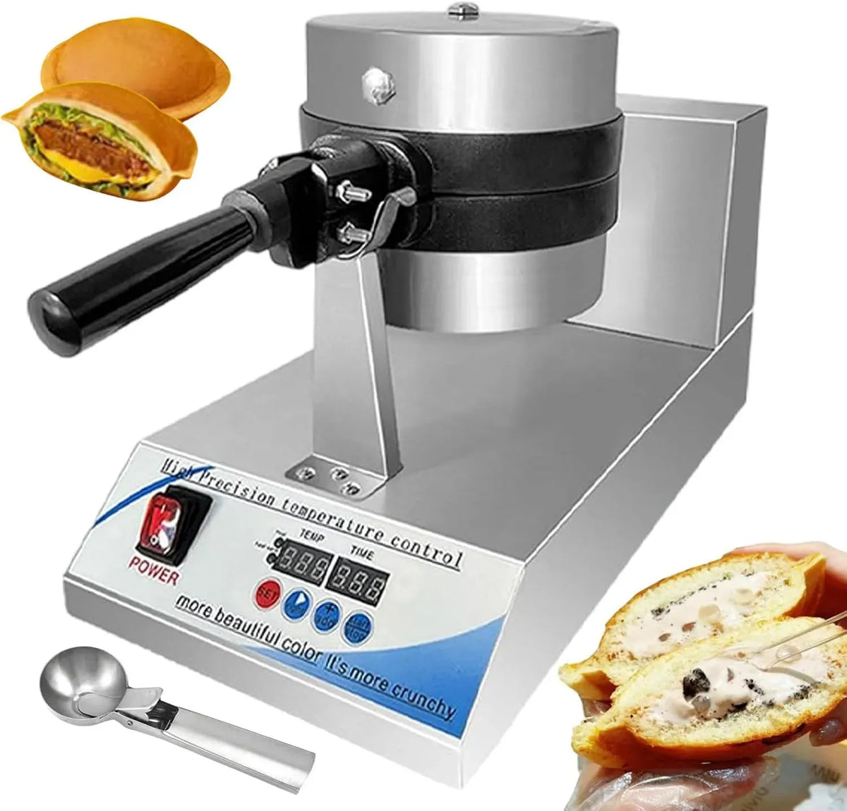 A 180 Pressa, macchina per gelato e sorbetto, 0 a 299 °C, timer, professionale, funzione riscaldante, per Hamburger
