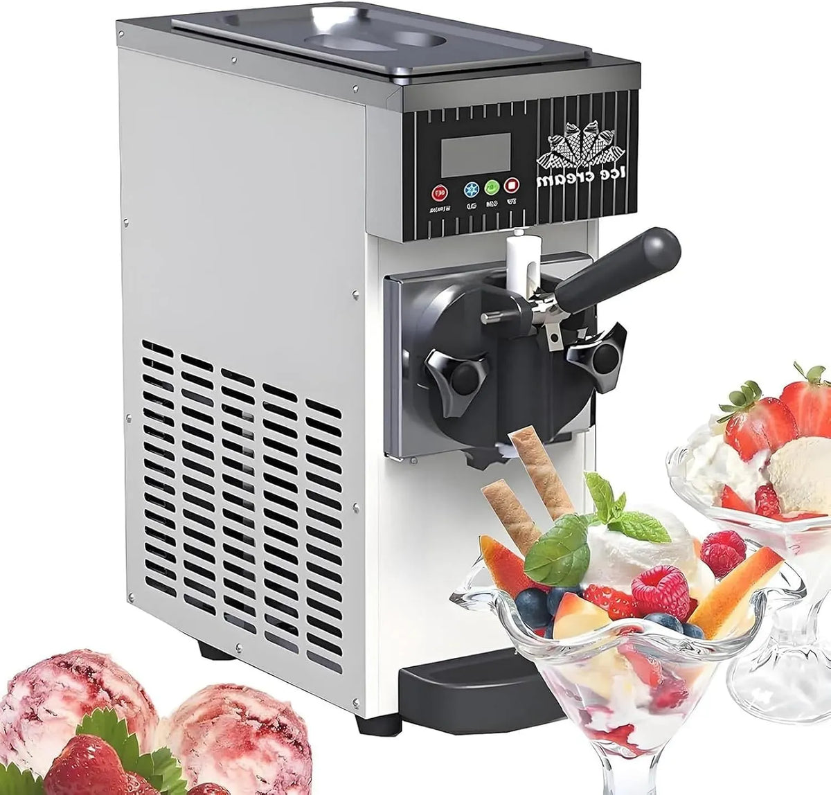 450/750W 2.5L/3.5L Schermo LCD Touch, Pre-raffreddamento, per Gelatiera Professionale Soft Serve Mono Gusto, 450/750W, Capacità 2, /3, Per Gelaterie
