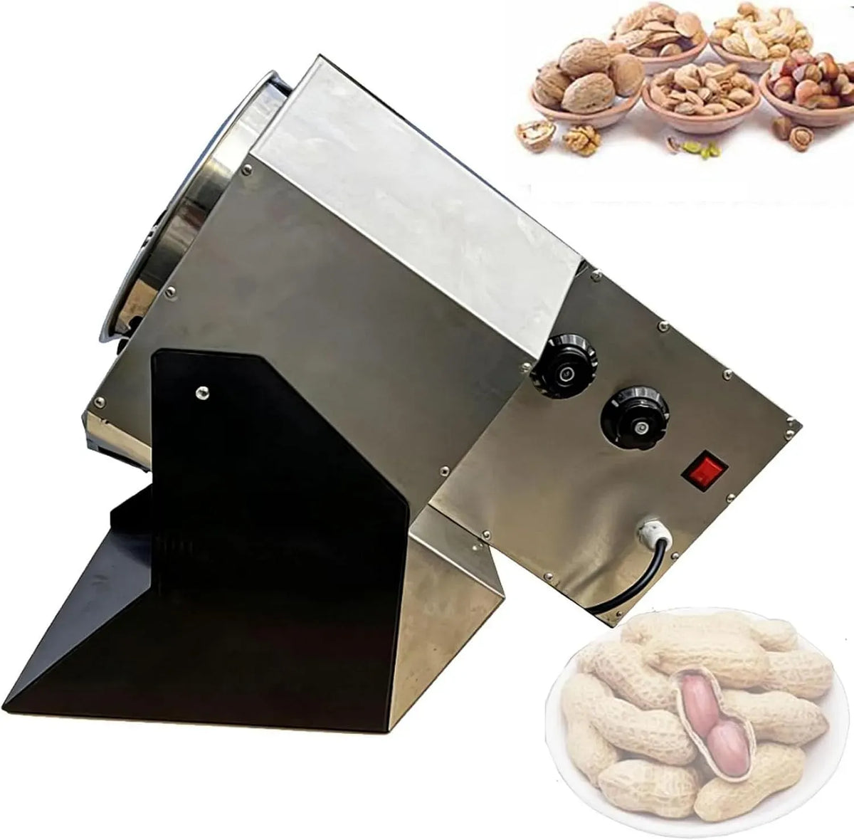 0-60minuti Tostatrice per Arachidi, Tostatrice per Chicchi caffè da 2000 W, Rullo in Acciaio Inox con Diametro Interno 25 Cm, Temperatura 5-250 °C E